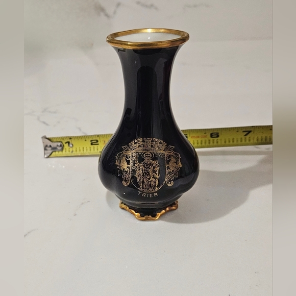 Vintage Lindner Kueps Bavaria Echt Cobalt Blue & Gold Vase German Numbered Piece - Picture 5 of 6